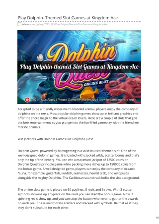 Play Dolphin–Themed Slot Games at Kingdom Ace