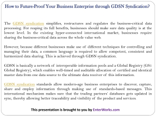 How to Future-Proof Your Business Enterprise through GDSN Syndication?