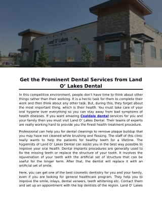 Get the Prominent Dental Services from Land O’ Lakes Dental