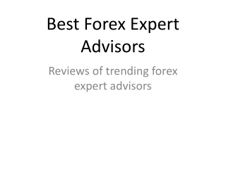 Best Forex Expert Advisors