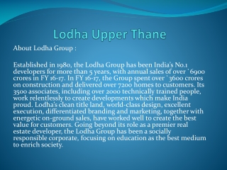 1,2 & 3 BHK garden view residences at Lodha Upper Thane.