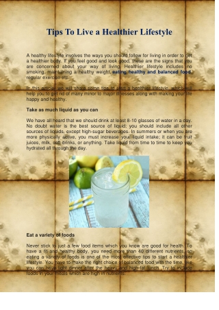 Tips To Live A Healthier Lifestyle