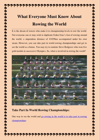 What Everyone Must Know About Rowing the World