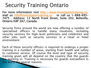 Security training Ontario