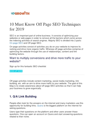 10 Must Know Off Page SEO Techniques for 2019