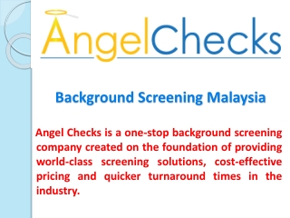 Background Screening and Checks Malaysia