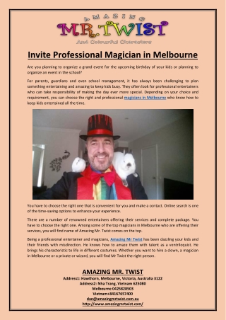 Invite Professional Magician in Melbourne