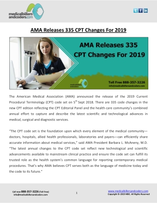 AMA Releases 335 CPT Changes For 2019