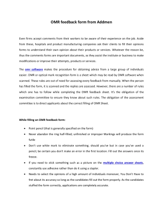 OMR feedback form from Addmen