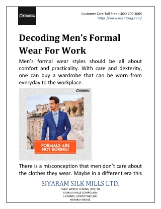 Decoding Men’s Formal Wear For Work