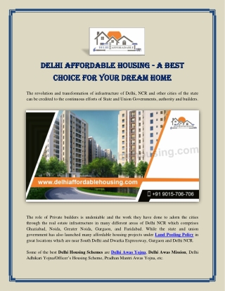 Delhi Affordable Housing- A Best Choice for your Dream Home