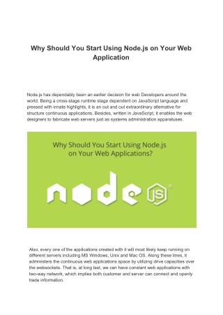 Why Should You Start Using Node.js on Your Web Application