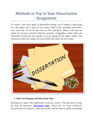 Methods to Top in Your Dissertation Assignment