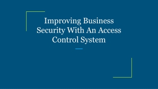 Improving Business Security With An Access Control System