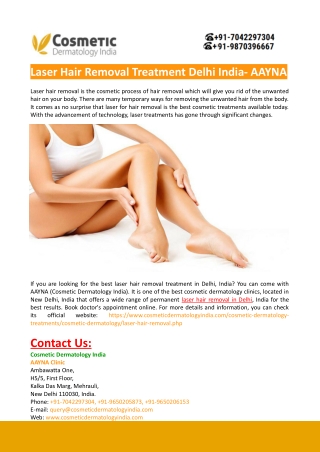 Laser Hair Removal Treatment Delhi India- AAYNA