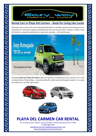 Rental Cars in Playa Del Carmen – Book for Living Like Locals
