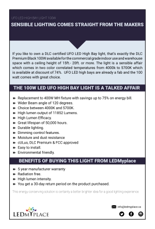 Reason to Install 100W LED UFO High Bay Lights