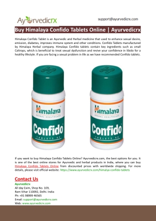 Buy Himalaya Confido Tablets Online-Ayurvedicrx