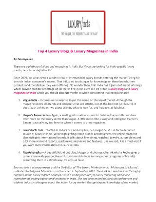 Top 4 Luxury Blogs & Luxury Magazines in India