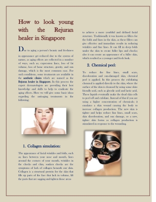 How to look young with the Rejuran healer in Singapore