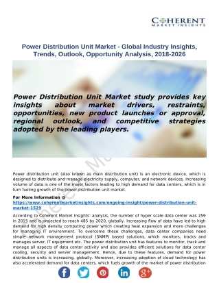 Power Distribution Unit Market - Global Industry Insights, Trends, Outlook, Opportunity Analysis, 2018-2026