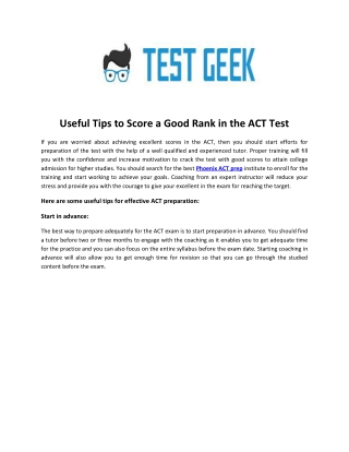 Useful Tips to Score a Good Rank in the ACT Test