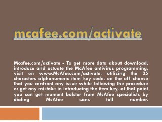 MCAFEE.COM/ACTIVATE- ANTIVIRUS ACTIVATION FOR PC