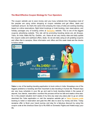 The Most Effective Coupon Strategy for Tour Operators