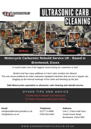 Ultrasonic carb cleaning - S&D Motorcycles