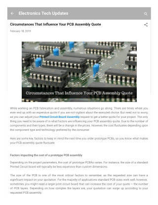 Circumstances That Influence Your PCB Assembly Quote