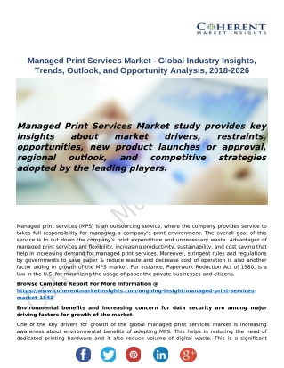 Managed Print Services Market - Global Industry Insights, Trends, Outlook, and Opportunity Analysis, 2018-2026