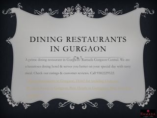 Dining Restaurants in Gurgaon