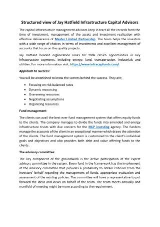 Structured view of Jay Hatfield Infrastructure Capital Advisors