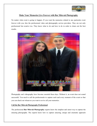 Make Your Memories Live Forever with Bar Mitzvah Photography
