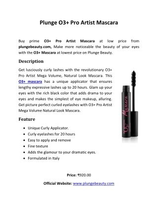 Plunge O3 Pro Artist Mascara