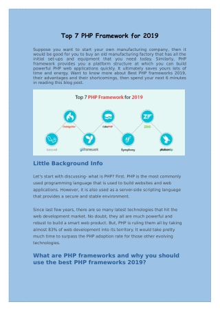 Top 7 PHP Framework for 2019 - Semidot Infotech