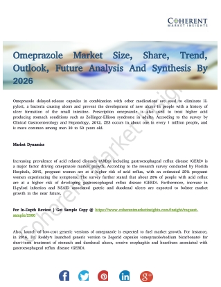 Omeprazole Market is expected to exhibit a CAGR of 5.2% over 2018–2026