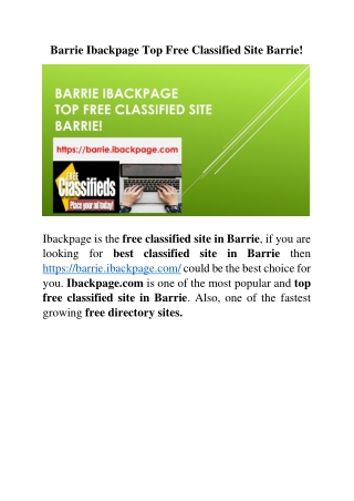 Barrie Ibackpage Top Free Classified Site Barrie!