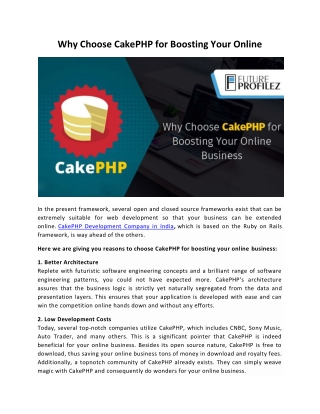 Why Choose CakePHP for Boosting Your Online