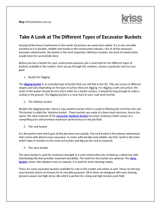 Take a look at the different Types of Excavator Buckets