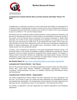 Leukapheresis products market 2019