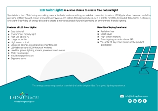 LED Solar Lights is a wise choice to create free natural light