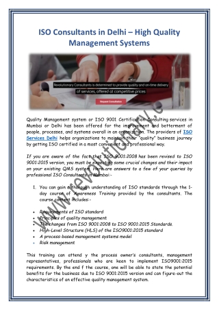 ISO Consultants in Delhi – High Quality Management Systems