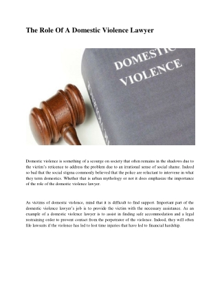 The Role Of A Domestic Violence Lawyer