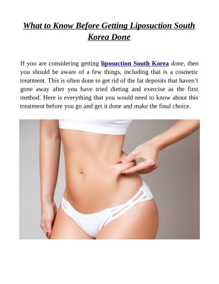 What to Know Before Getting Liposuction South Korea Done