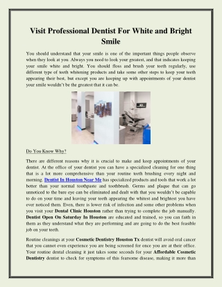 Visit Professional Dentist For White and Bright Smile