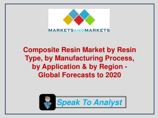 Composite Resin Market by Resin Type, by Manufacturing Process, by Application & by Region - Global Forecasts to 2020