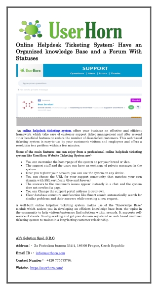 Online Helpdesk Ticketing System: Have an Organized knowledge Base and a Forum With Statuses