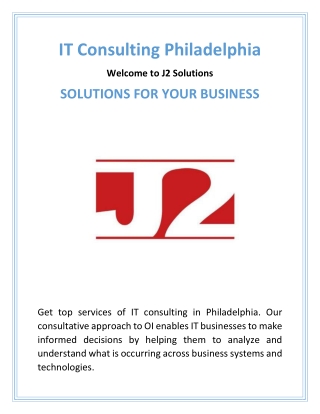 Get IT Consulting in Philadelphia | J2-Solutions