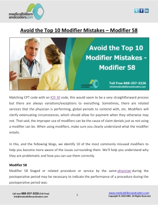 Avoid the Top 10 Modifier Mistakes – Modifier 58